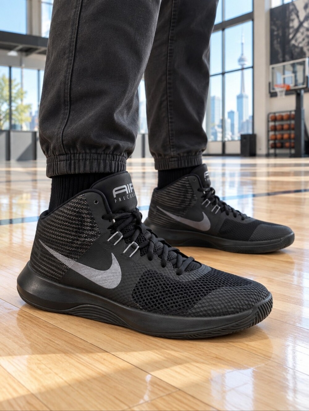 Nike Air Precision NBK Basketball Shoes Black Grey Men's 7.5 898452-001